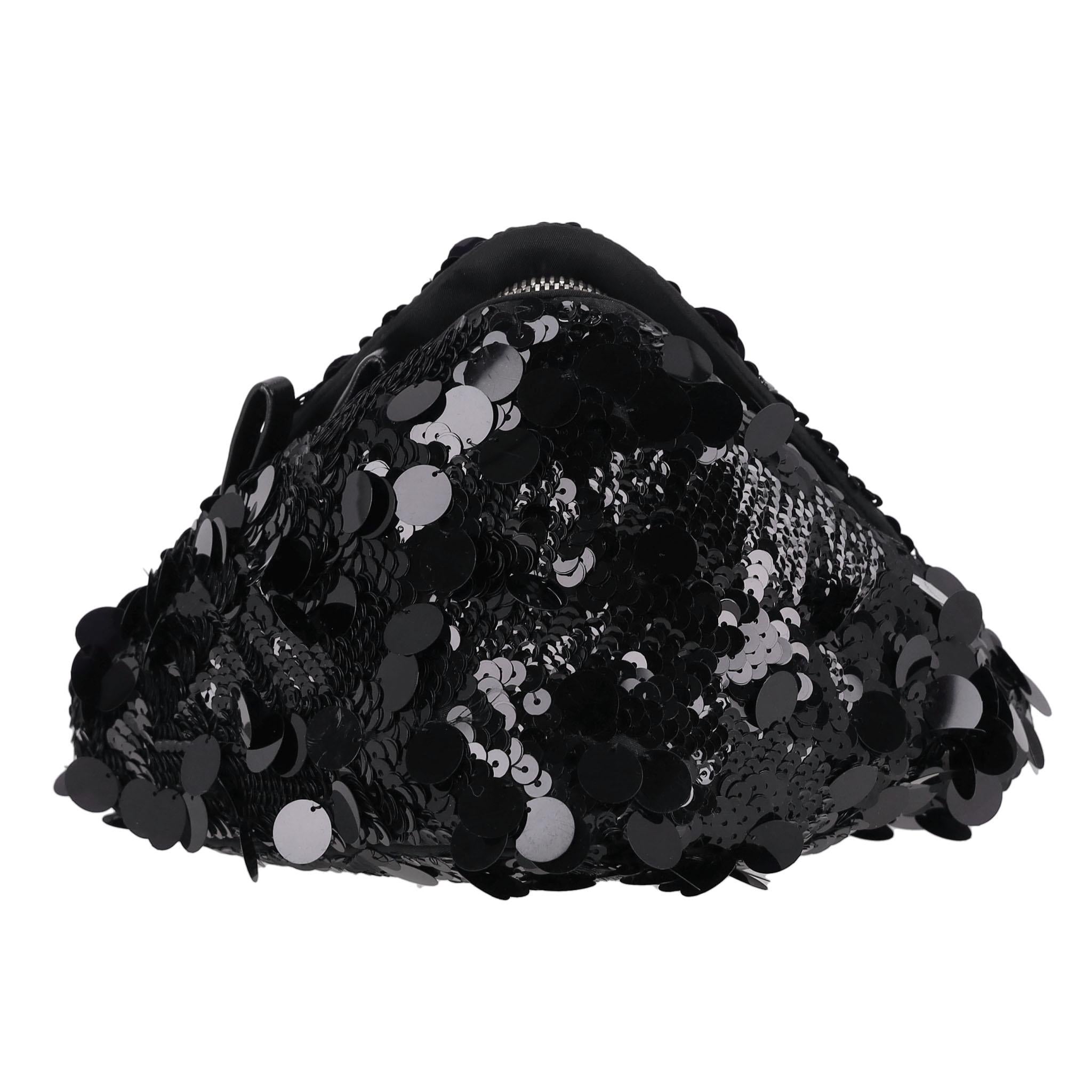 Prada Sequin Embellished Triangle Leather Bag Pour femmes en vente