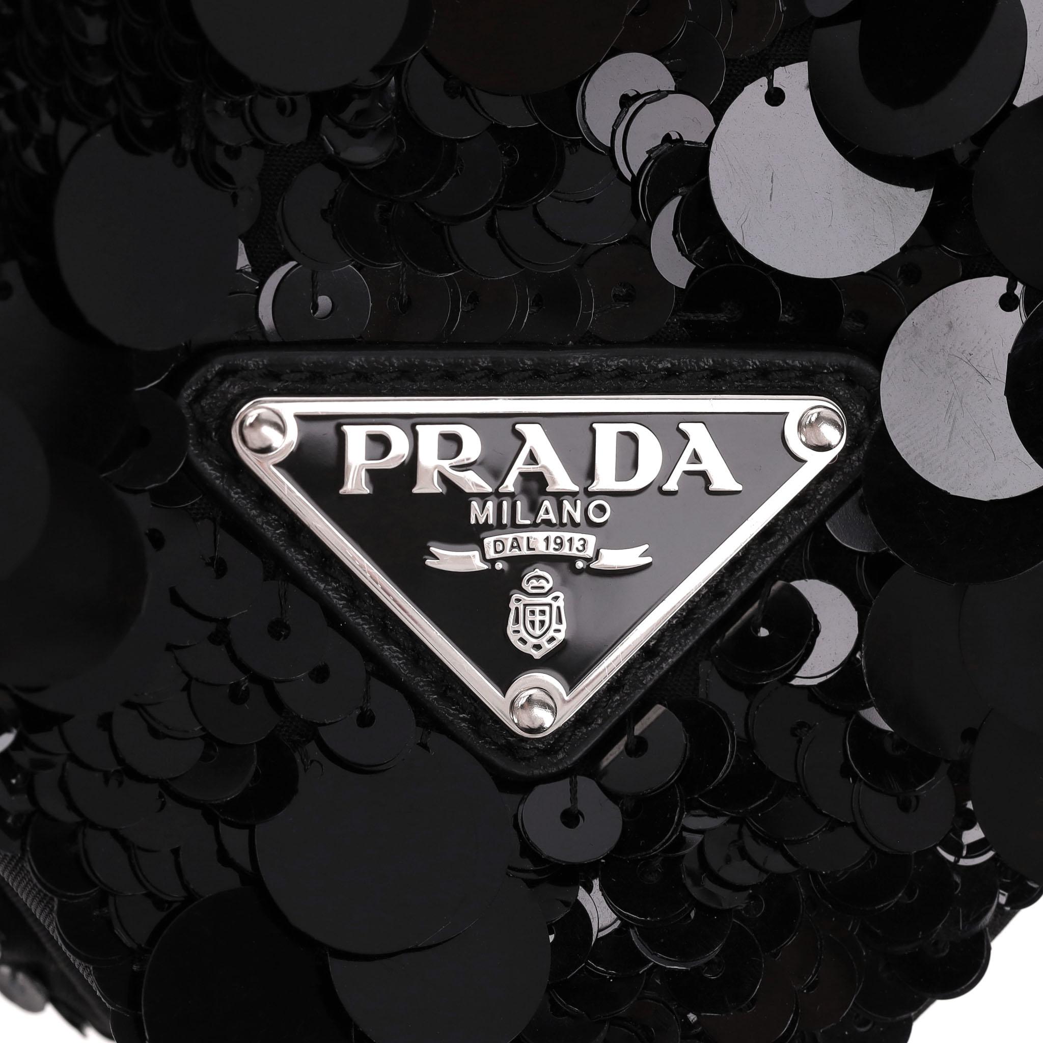Prada Sequin Embellished Triangle Leather Bag en vente 2