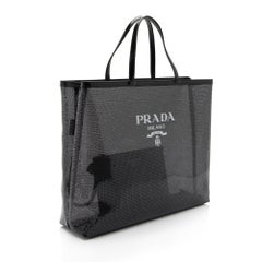 Prada Sequin Mesh Logo Large Tote