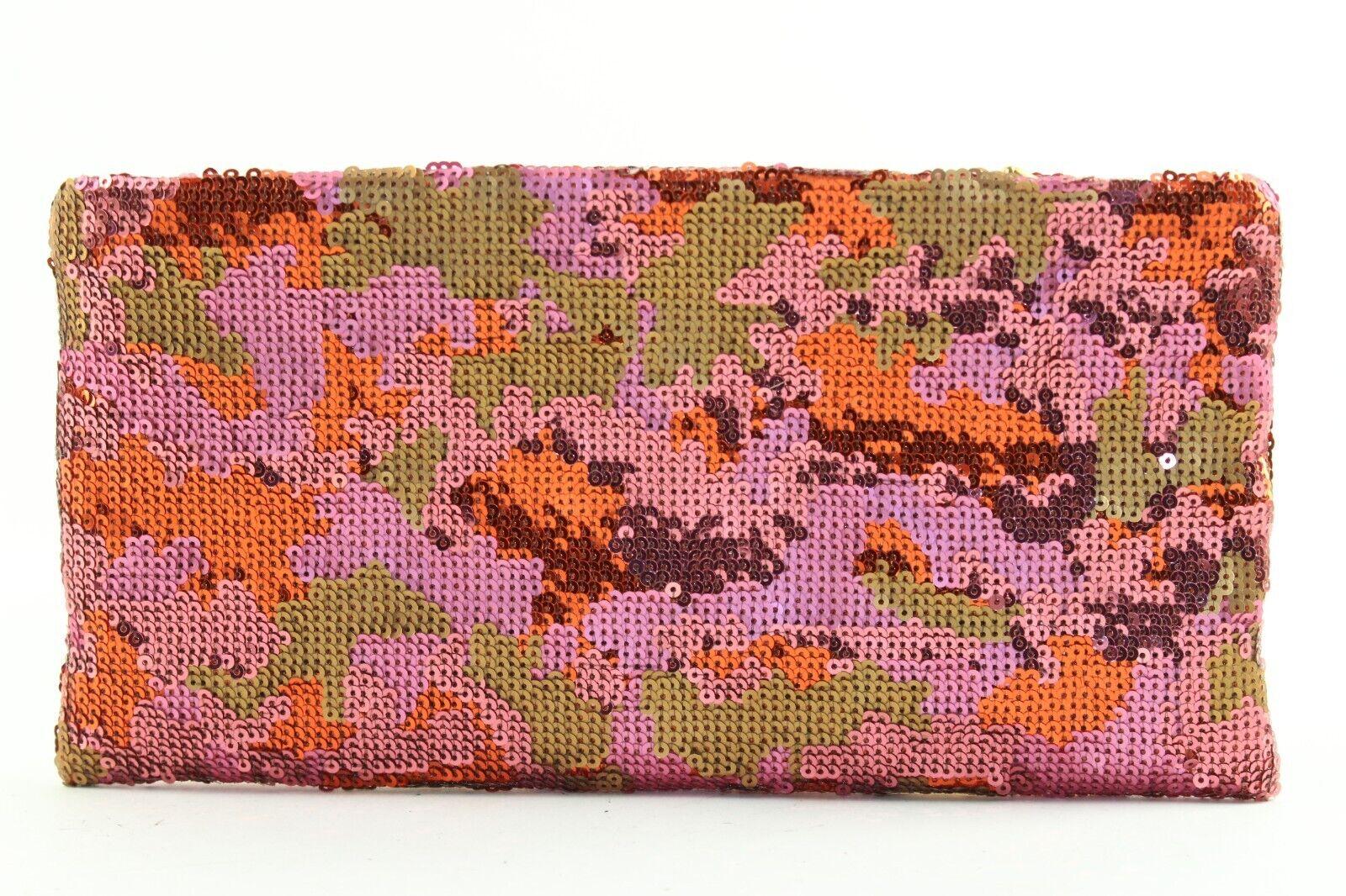 PRADA Sequin Multicolor Pink Clutch 2PR1214K In Excellent Condition For Sale In Dix hills, NY
