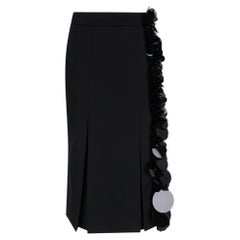 Prada Sequin Trimmed Virgin Wool Midi Skirt