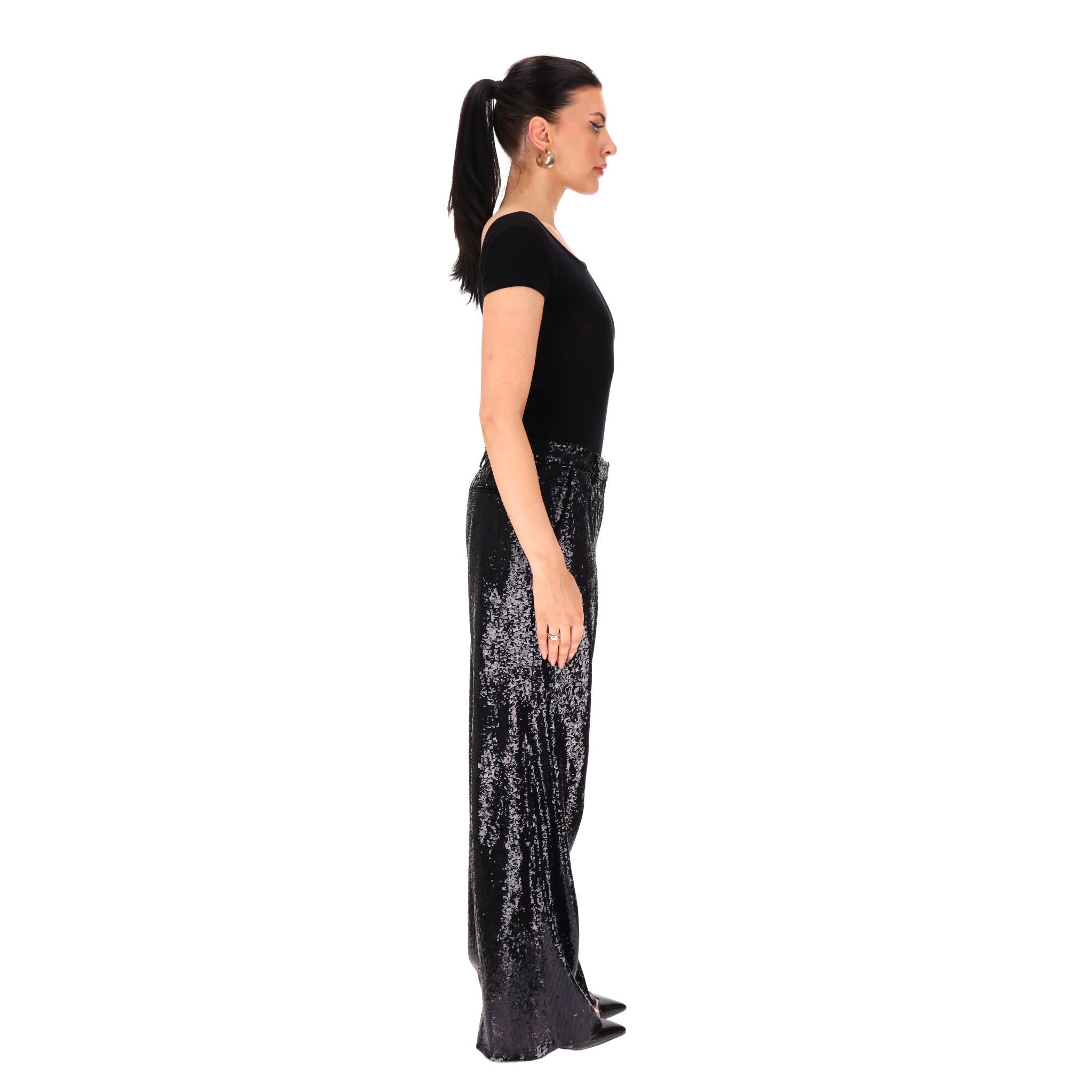 Prada Pailletten-Hose mit weitem Bein (Schwarz) im Angebot