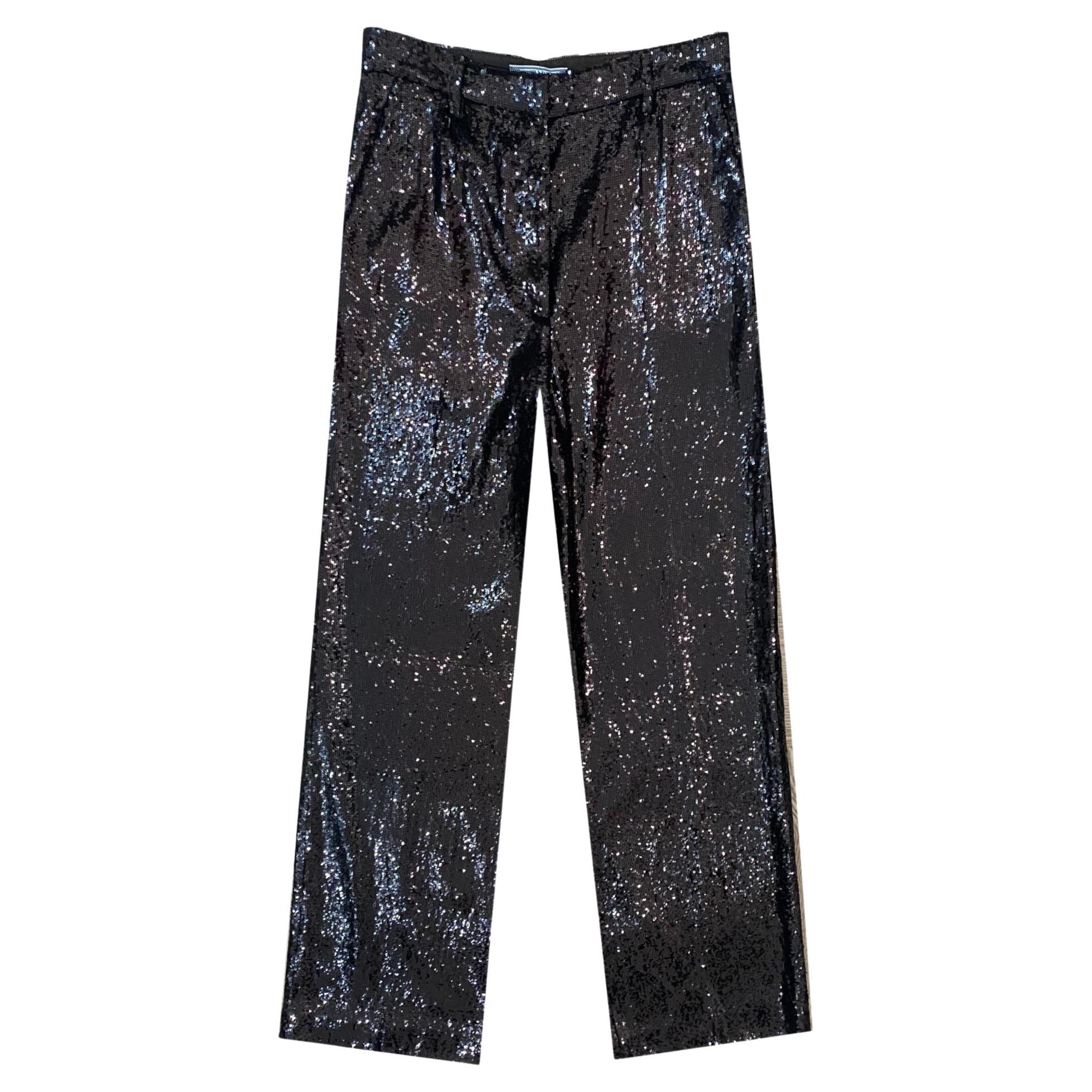 Prada Pailletten-Hose mit weitem Bein im Angebot