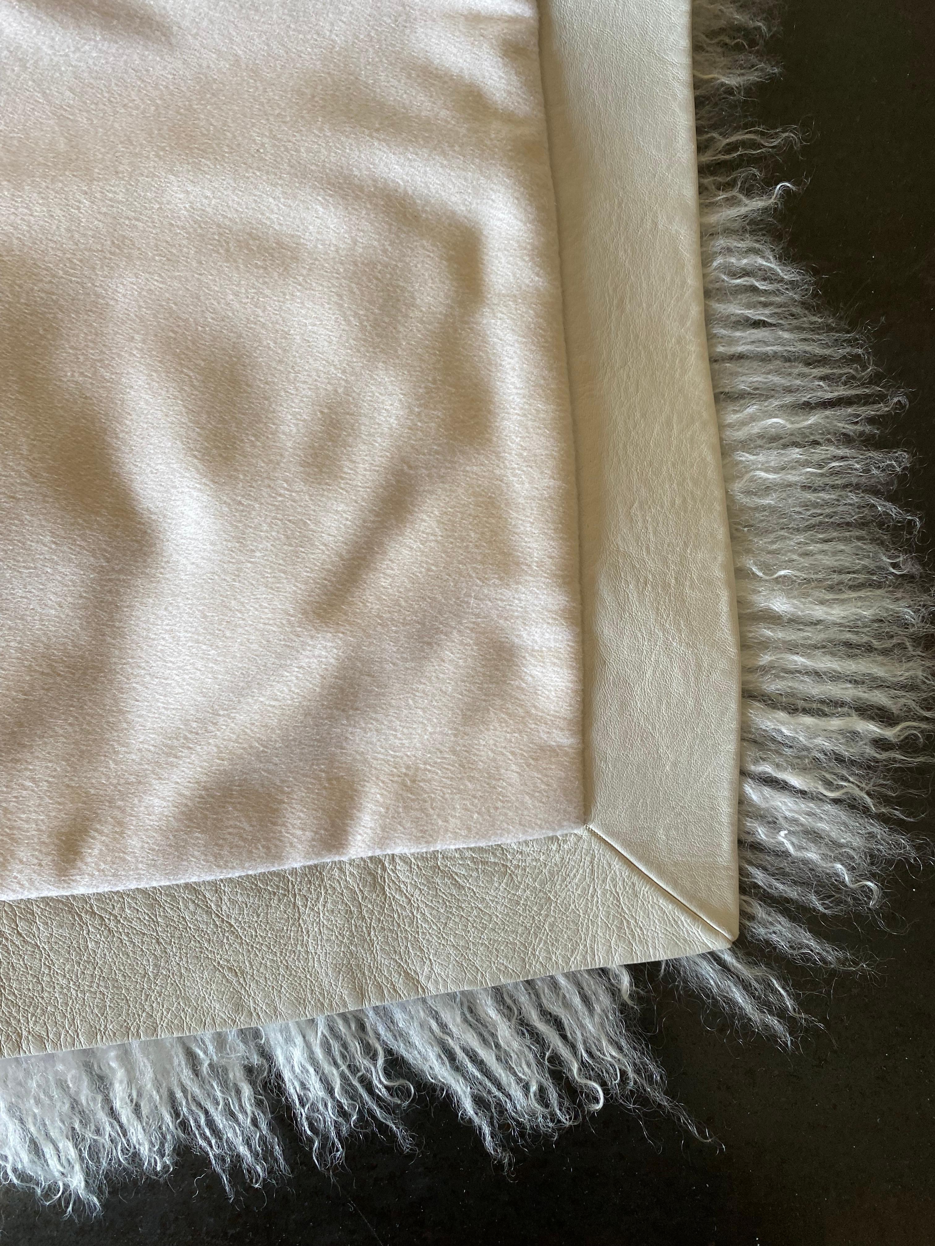 Italian Prada Shearling Mongolian Wool Throw Blanket