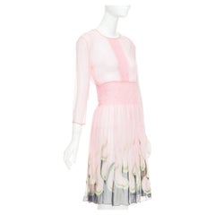 Prada sheer silk chiffon flame knee dress