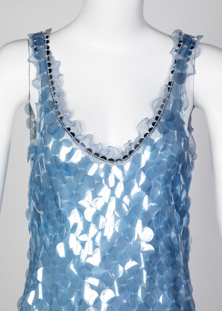 Prada Shimmering Blue Silk Paillette Plunge Back Dress, 2012 2