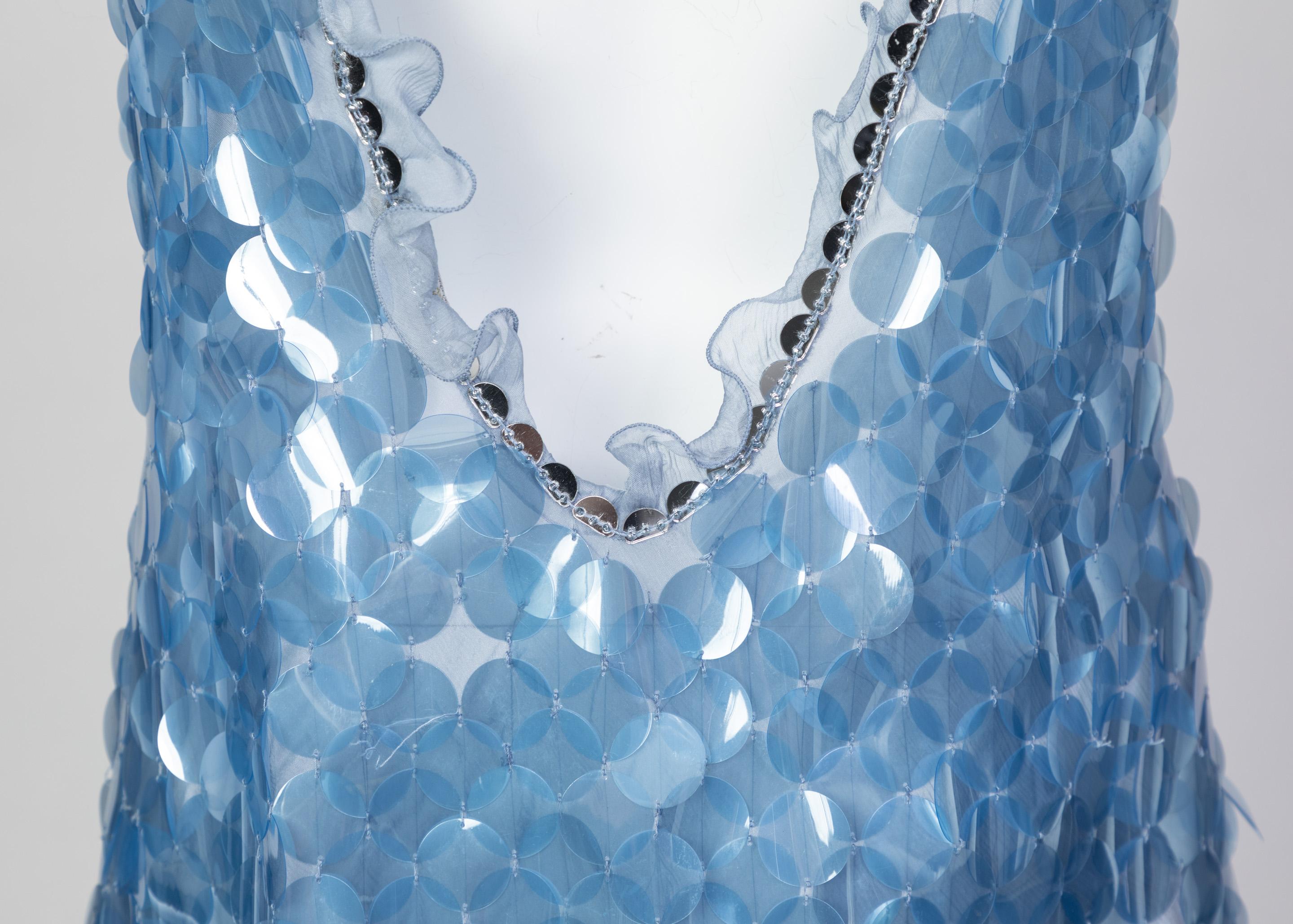 Women's Prada Shimmering Blue Silk Paillette Plunge Back Dress, 2012