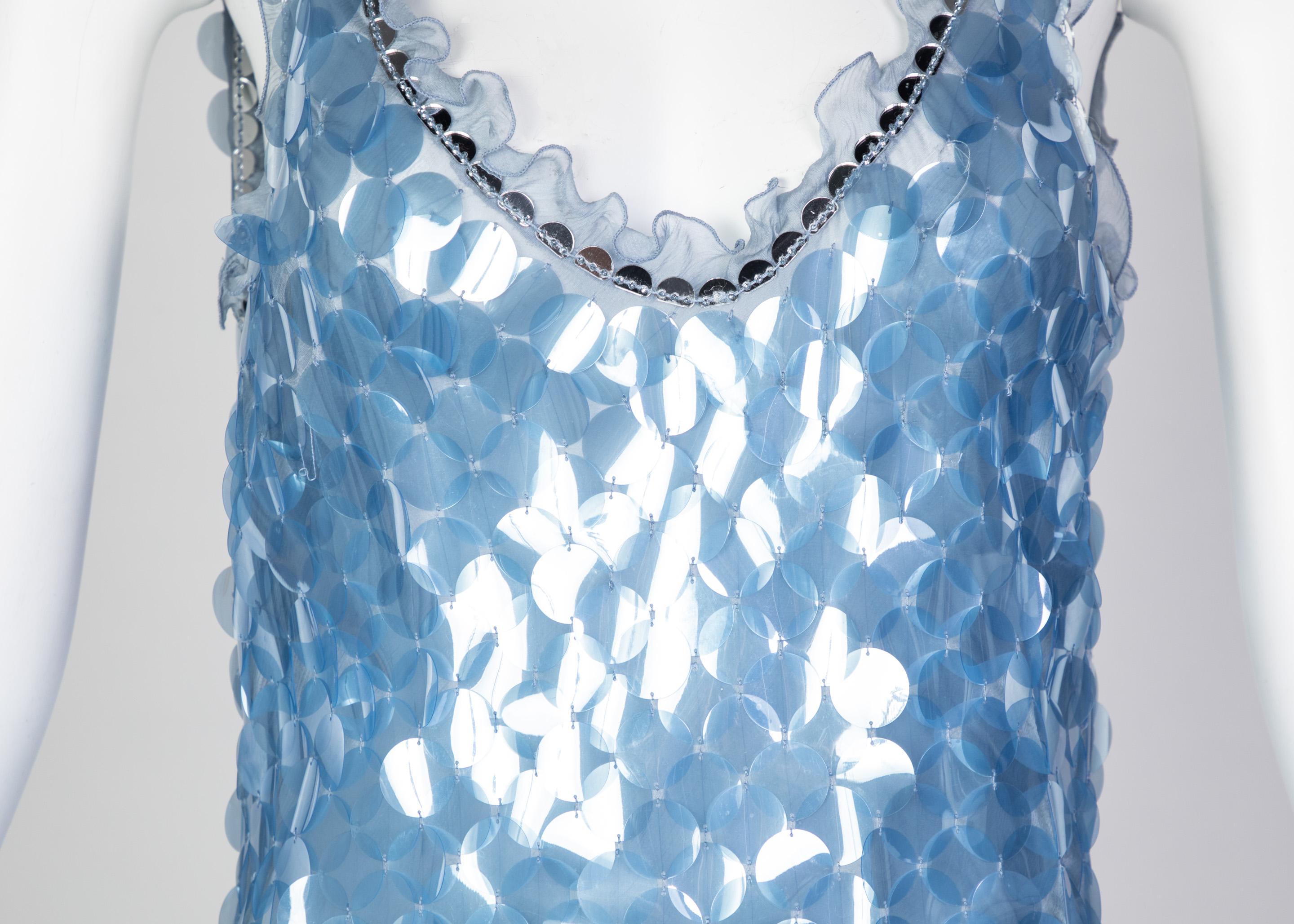 Prada Shimmering Blue Silk Paillette Plunge Back Dress, 2012 1