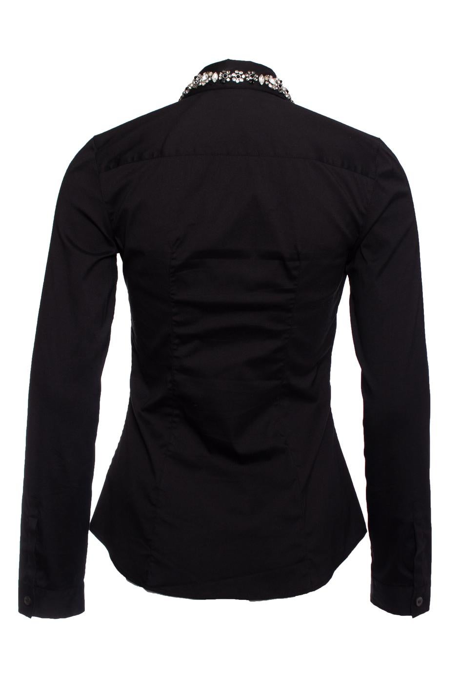 Prada, Black shirt with stones on the collar. The item is in very good condition, its missing 3 stones in the collar.

• CONDITION: very good condition

• SIZE: 38 - fits like an S

• MEASUREMENTS: length 64 cm, width 43 cm, waist 37 cm, shoulder