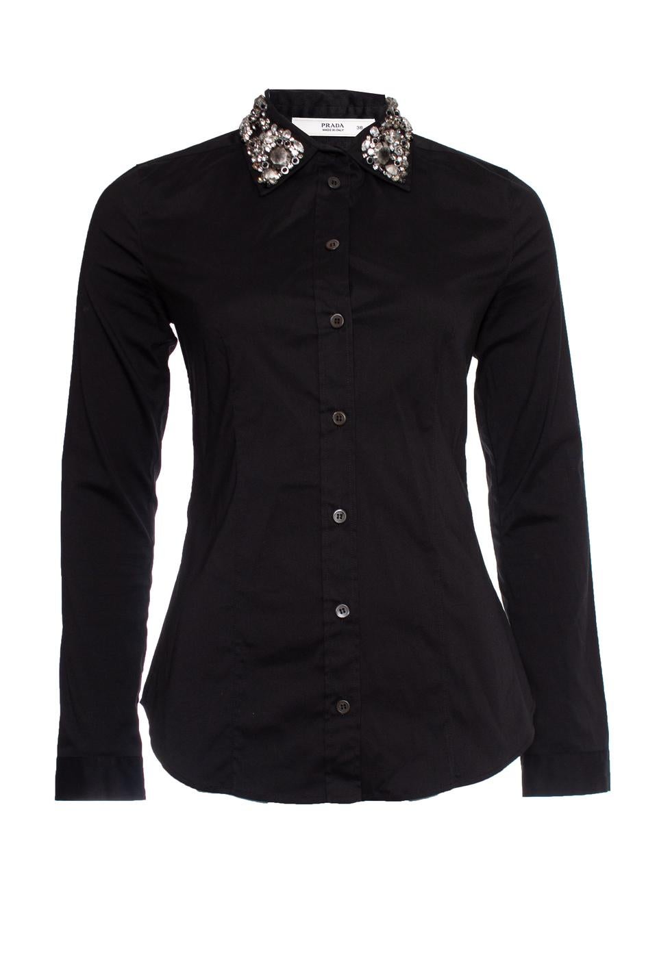 Prada, shirt with stones on the collar. For Sale 2