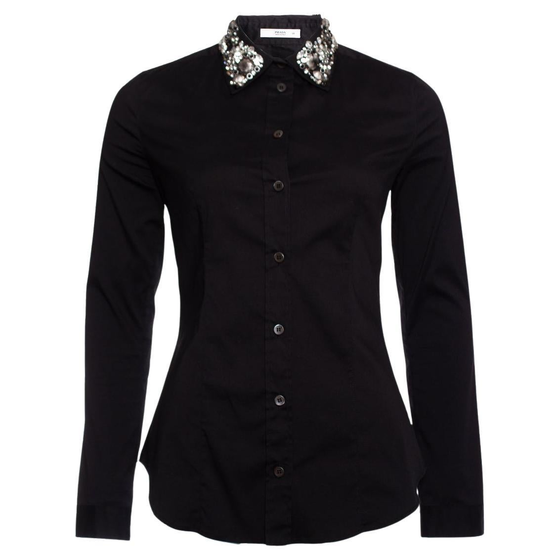 Prada, shirt with stones on the collar. For Sale