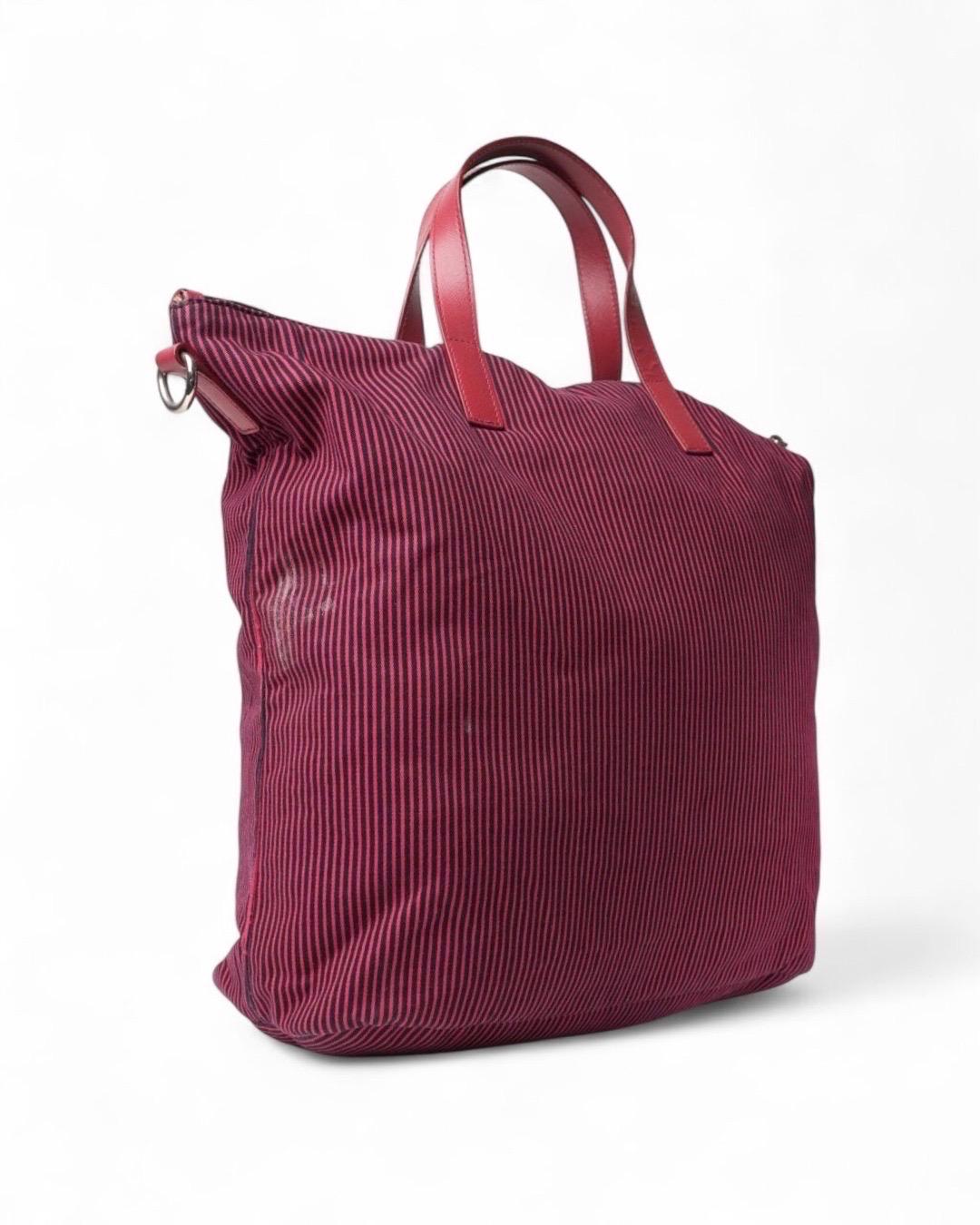 Prada Shopper Vertical Medio Righe Rossa en Bueno estado para la venta en Torre Del Greco, IT