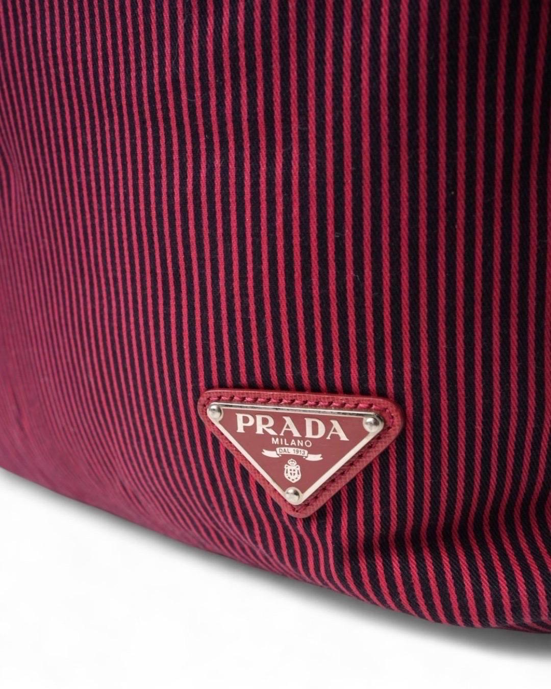 Prada Shopper Vertical Medio Righe Rossa en venta 3