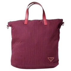 Prada Shopper Vertical Medium Righe Rossa