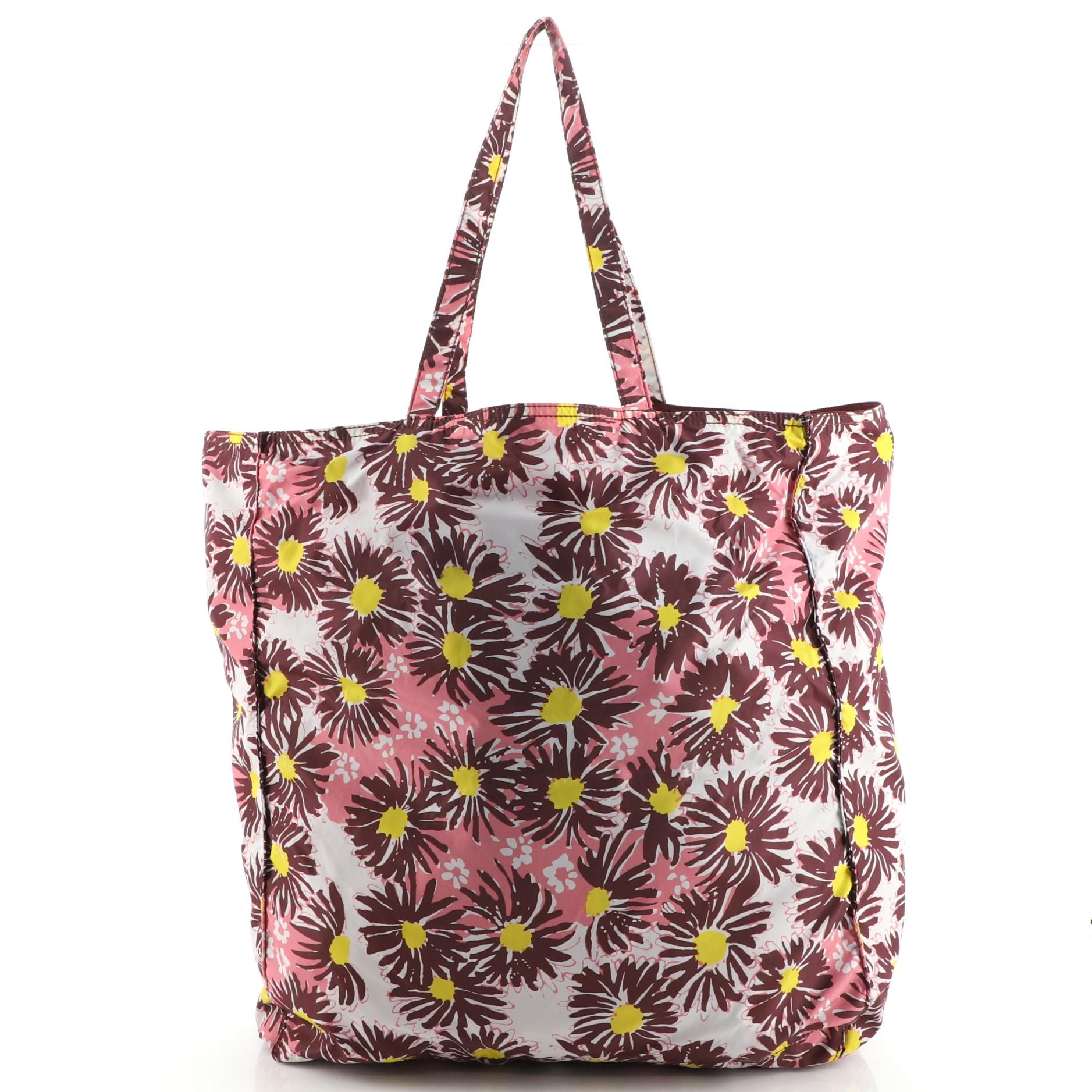 Prada Shopper Printed Tessuto Tall (Braun)