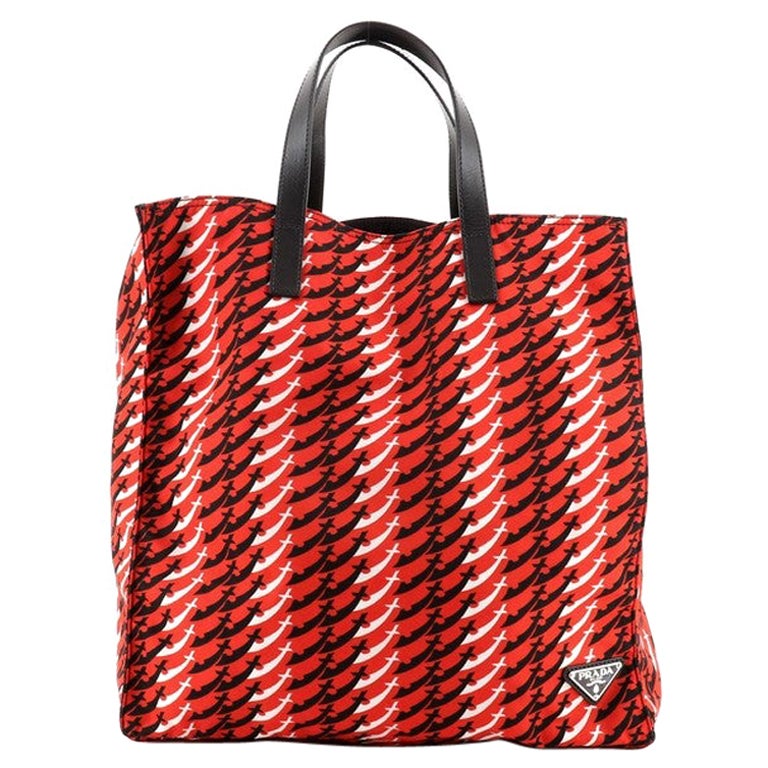 Prada Shopping Tote Printed Tessuto Tall