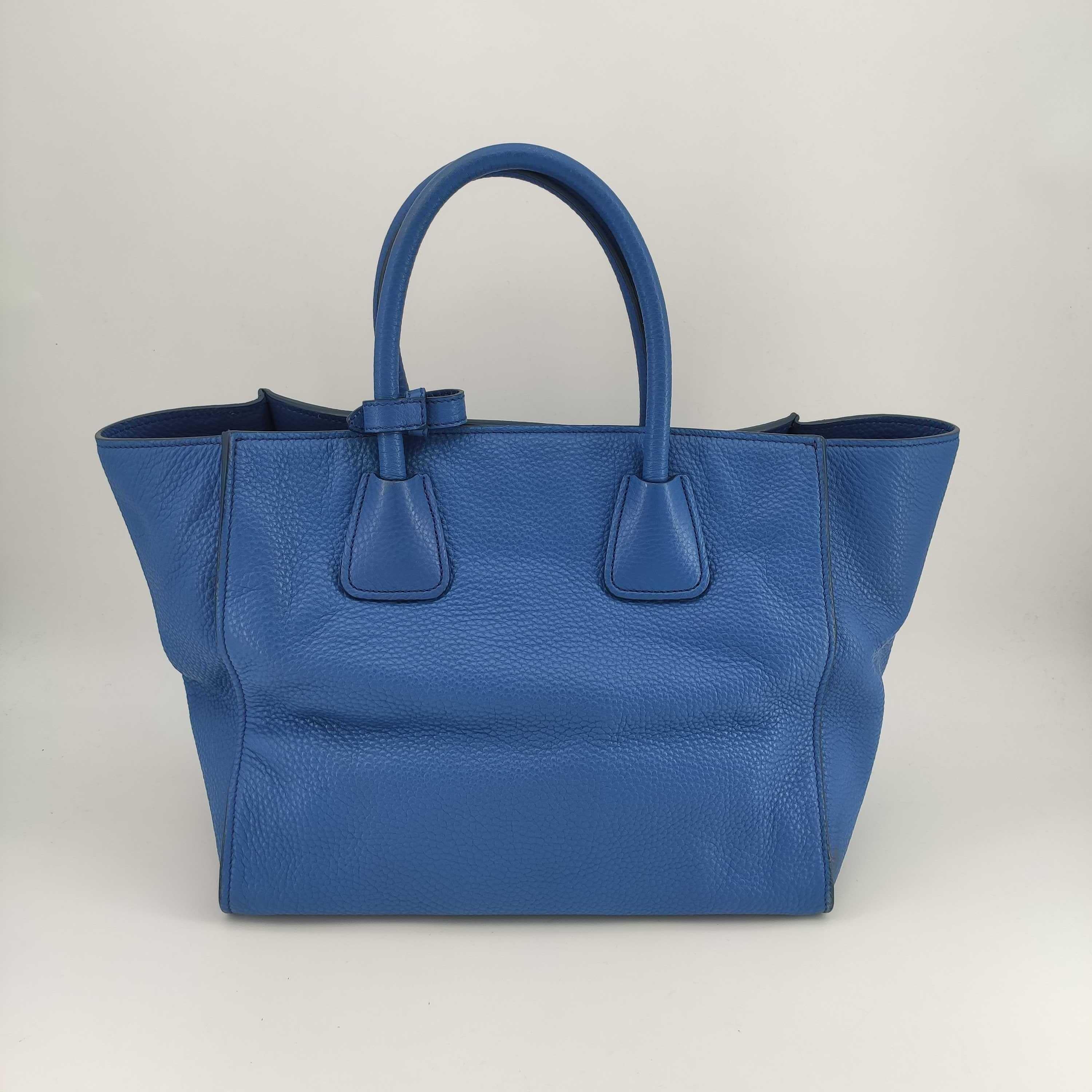 PRADA Shoulder bag in Blue Leather In Excellent Condition In Clichy, FR