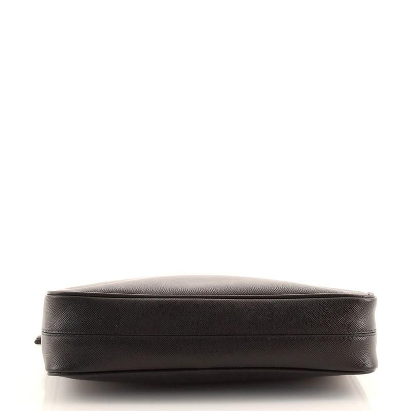 Black Prada Shoulder Bag with Utility Strap Saffiano Leather Small