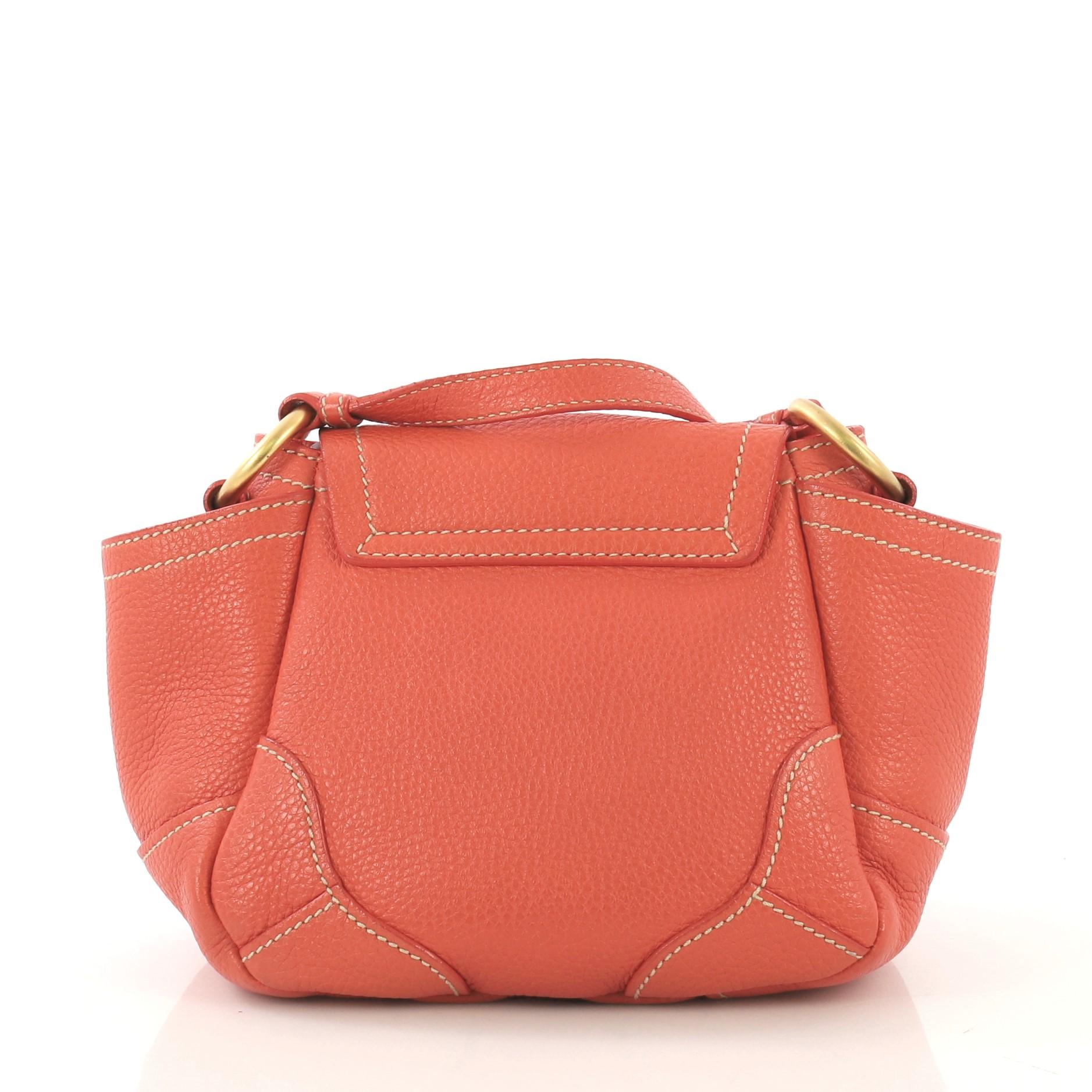 Orange Prada Side Pocket Crossbody Bag Vitello Daino Mini
