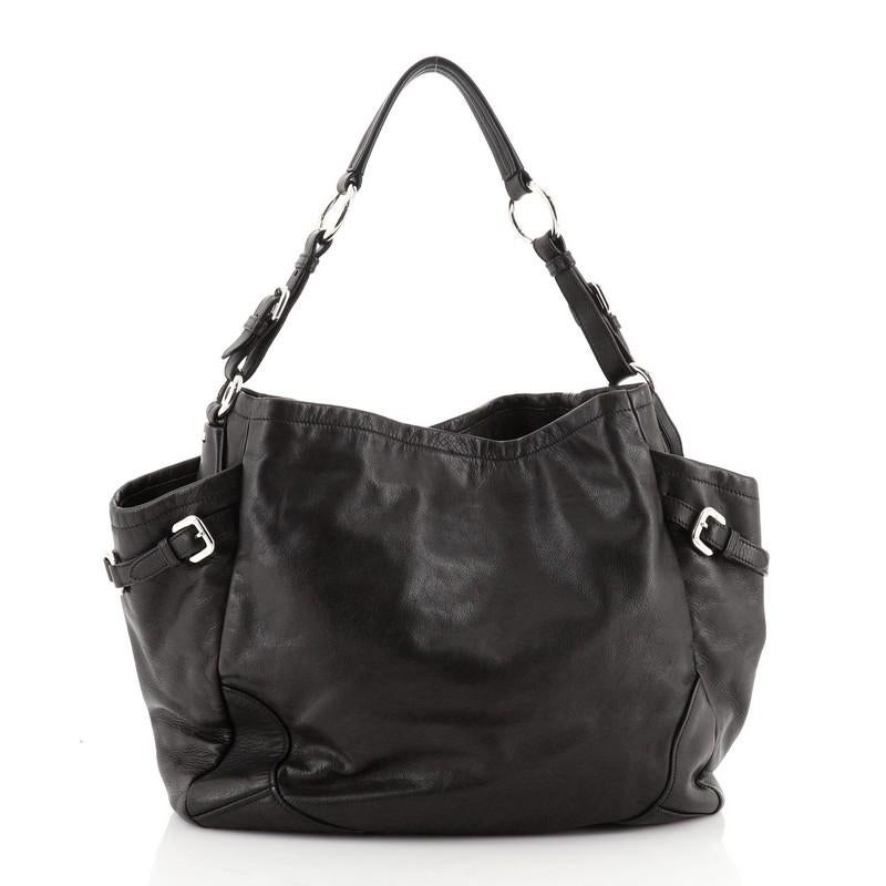 Prada Seitentasche Hobo Soft Calf Medium (Schwarz)