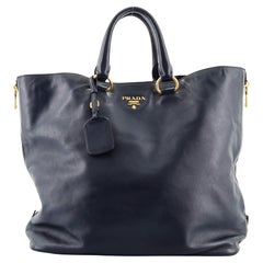 Prada Side Zip Convertible Shopper Tote Soft Calf Large