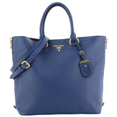 Prada Side Zip Convertible Shopper Tote Vitello Daino Large