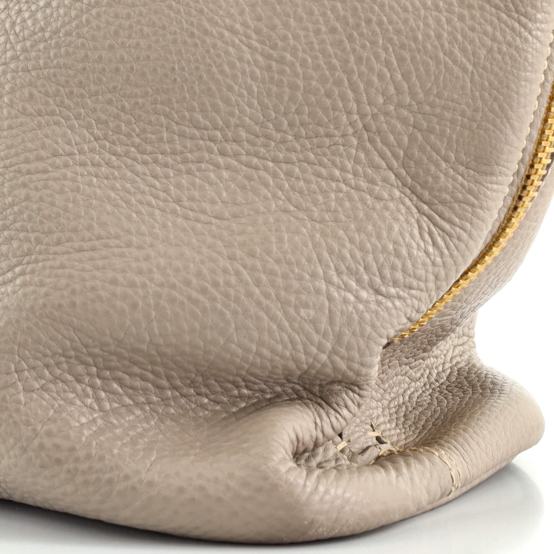 Prada Shopper Tote Vitello Daino Groß mit seitlichem Reißverschluss (Beige)