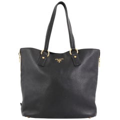 Prada Shopper Tote Vitello Daino Groß mit seitlichem Reißverschluss