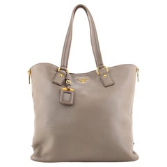 Prada Shopper Tote Vitello Daino Groß mit seitlichem Reißverschluss