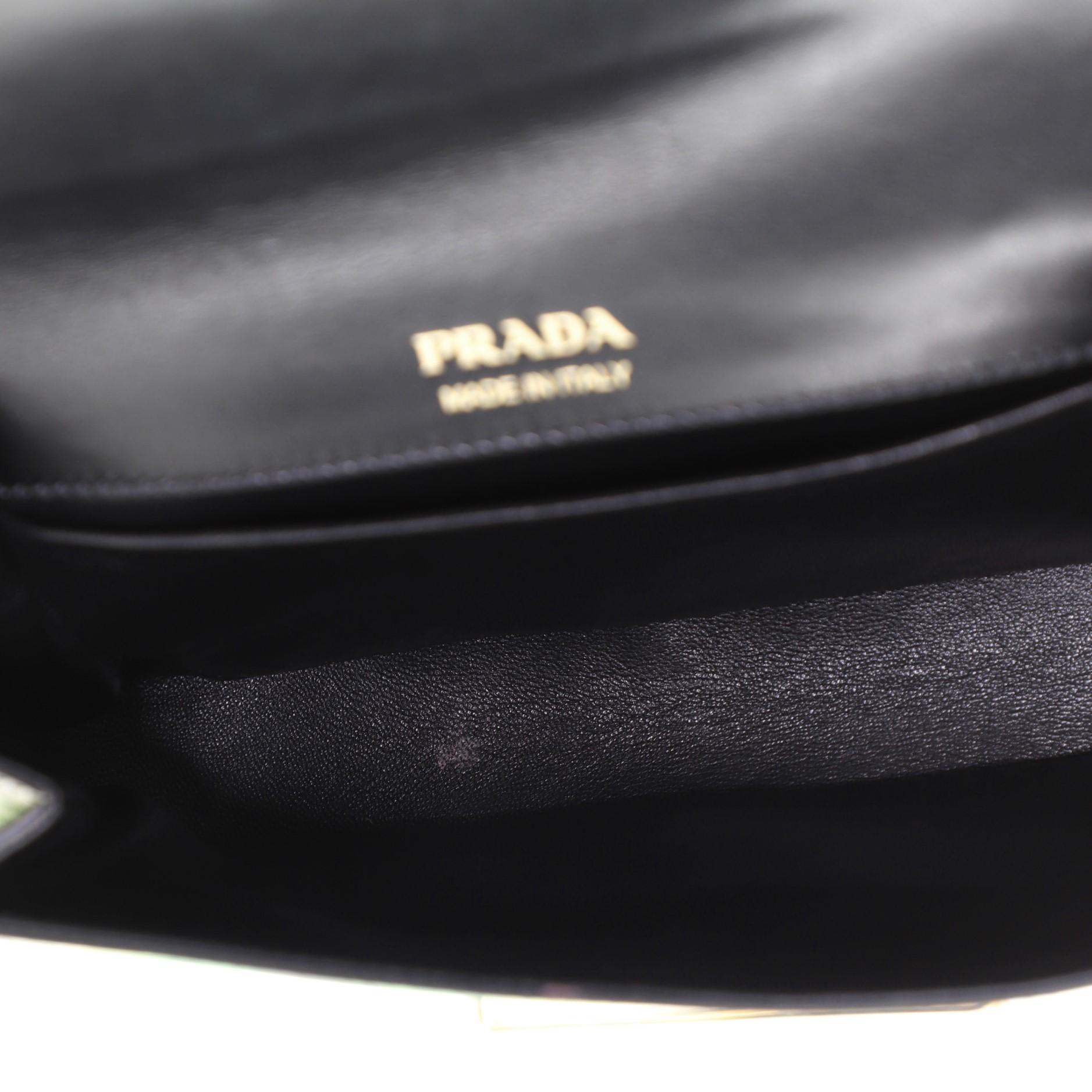 Black Prada Sidonie Shoulder Bag Printed Leather Medium 