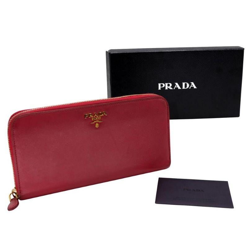 Brown Prada Signature Saffiano Trend Leather Zip Wallet PR-W1217P-0006