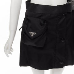 PRADA Signature Triangle flap pouch pocket nylon belted nylon skirt S