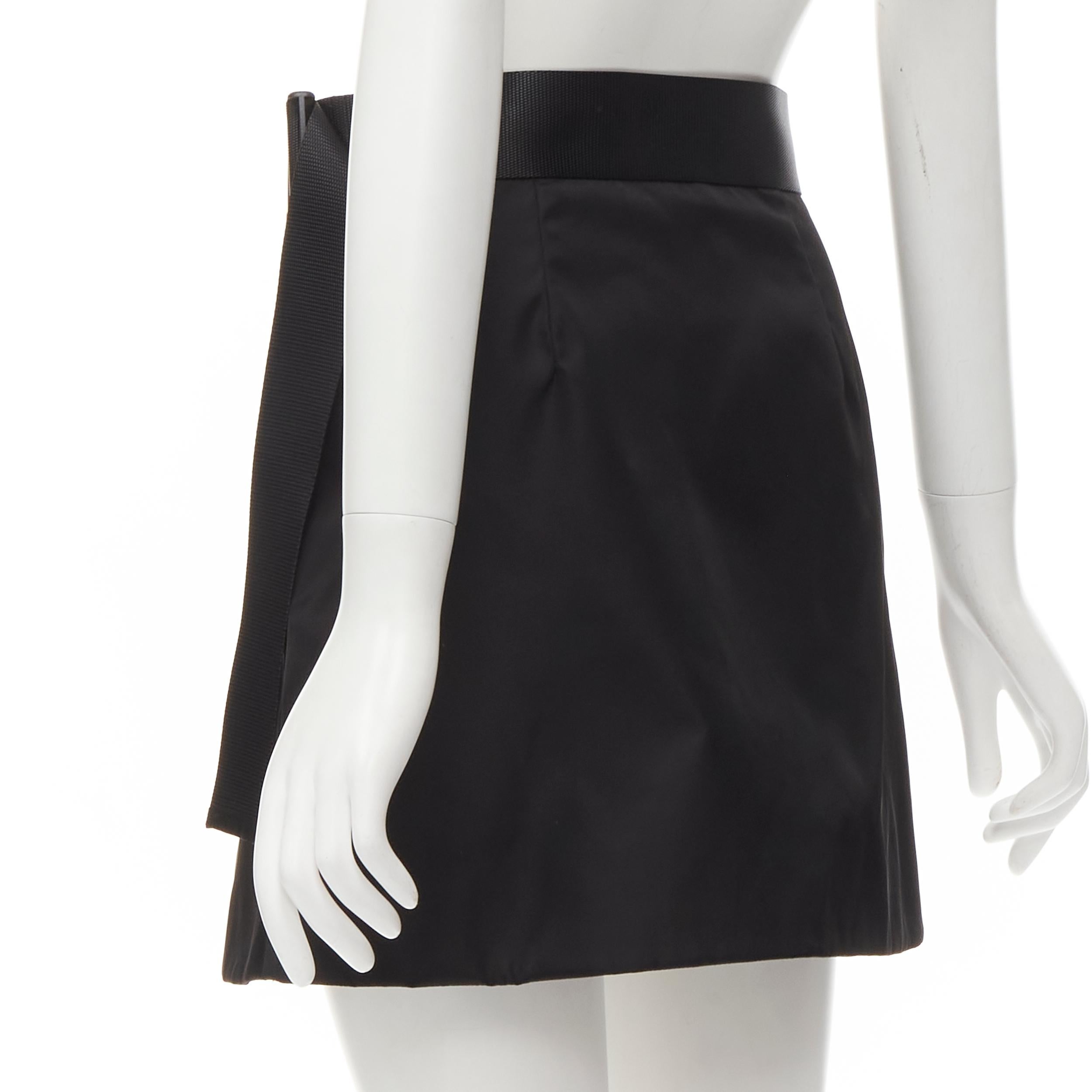 PRADA Signature Triangle flap pouch pocket nylon belted nylon skirt S In Excellent Condition In Hong Kong, NT
