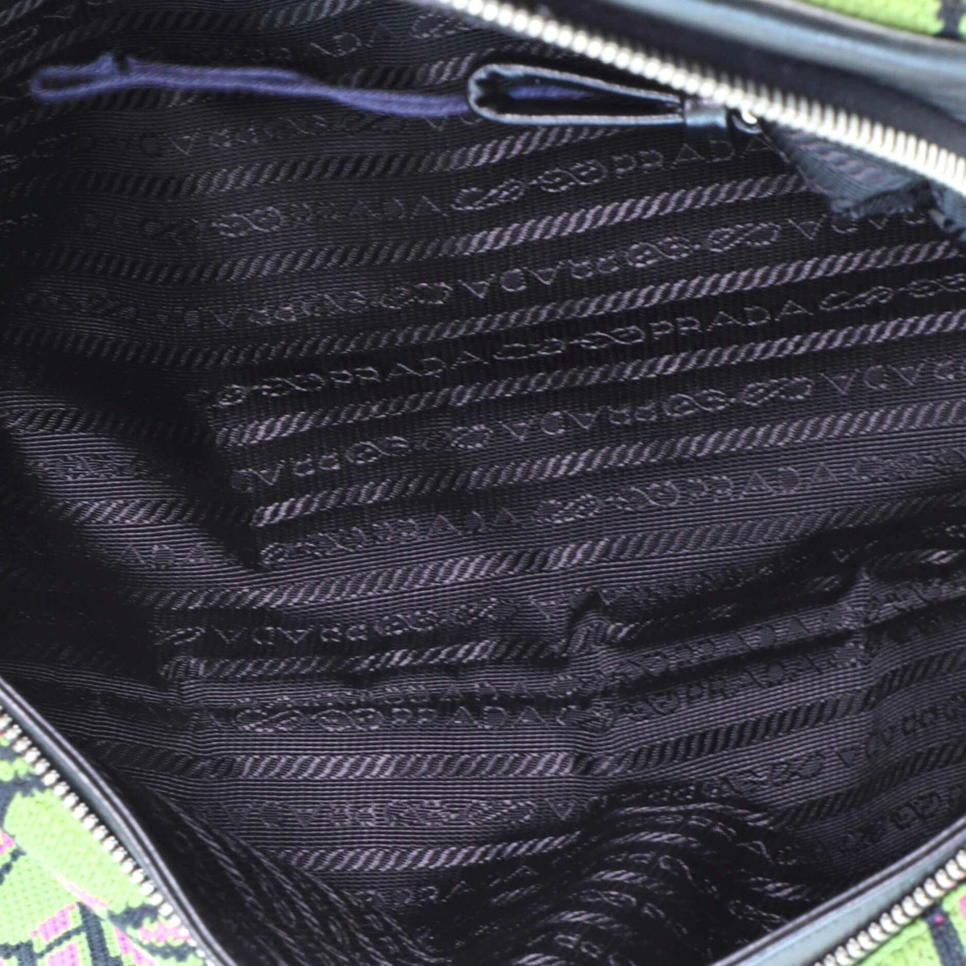 Black Prada Signaux Shoulder Bag Jacquard Knit Medium