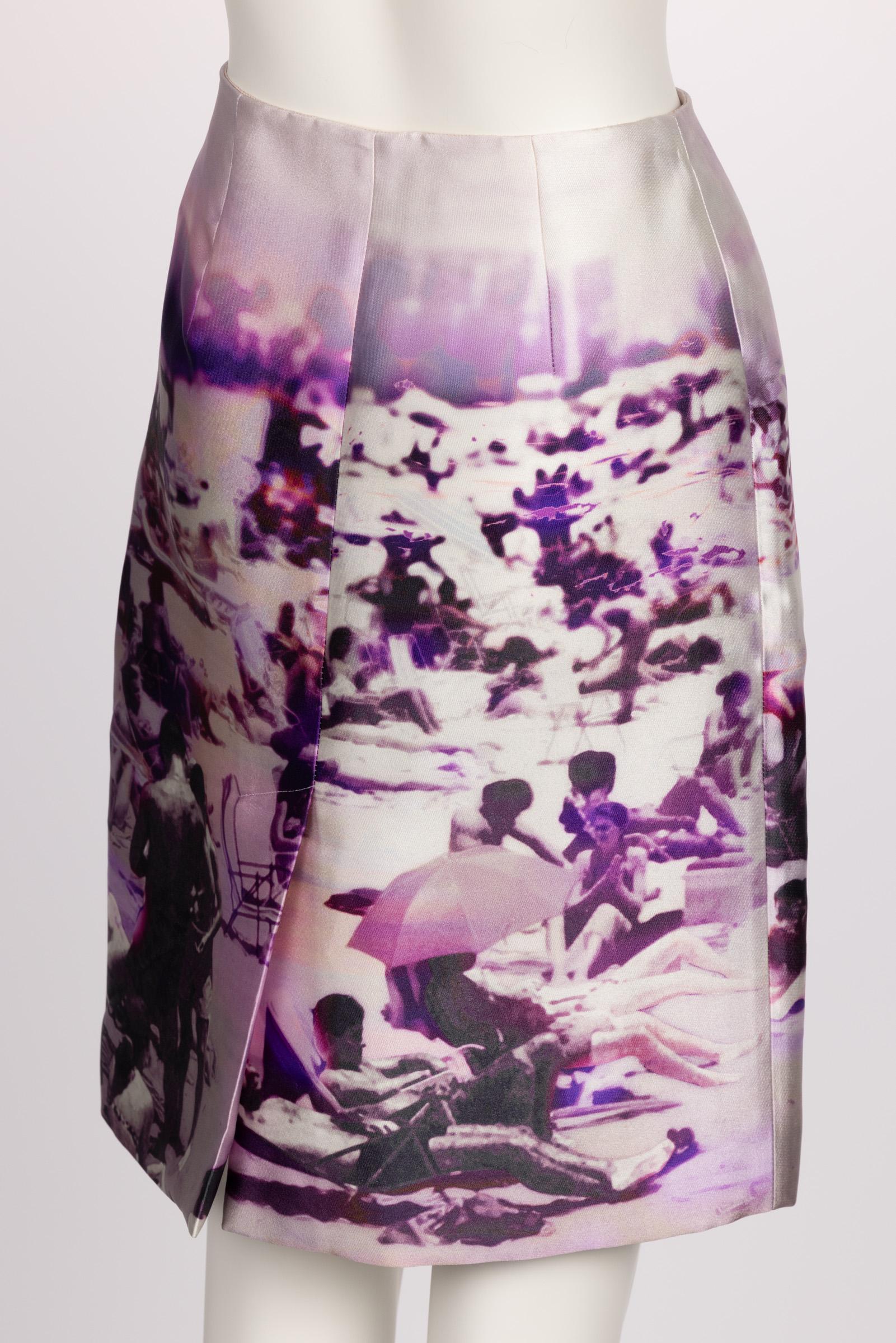 Prada Silk Beach Scene Print Skirt Spring 2010 For Sale 1
