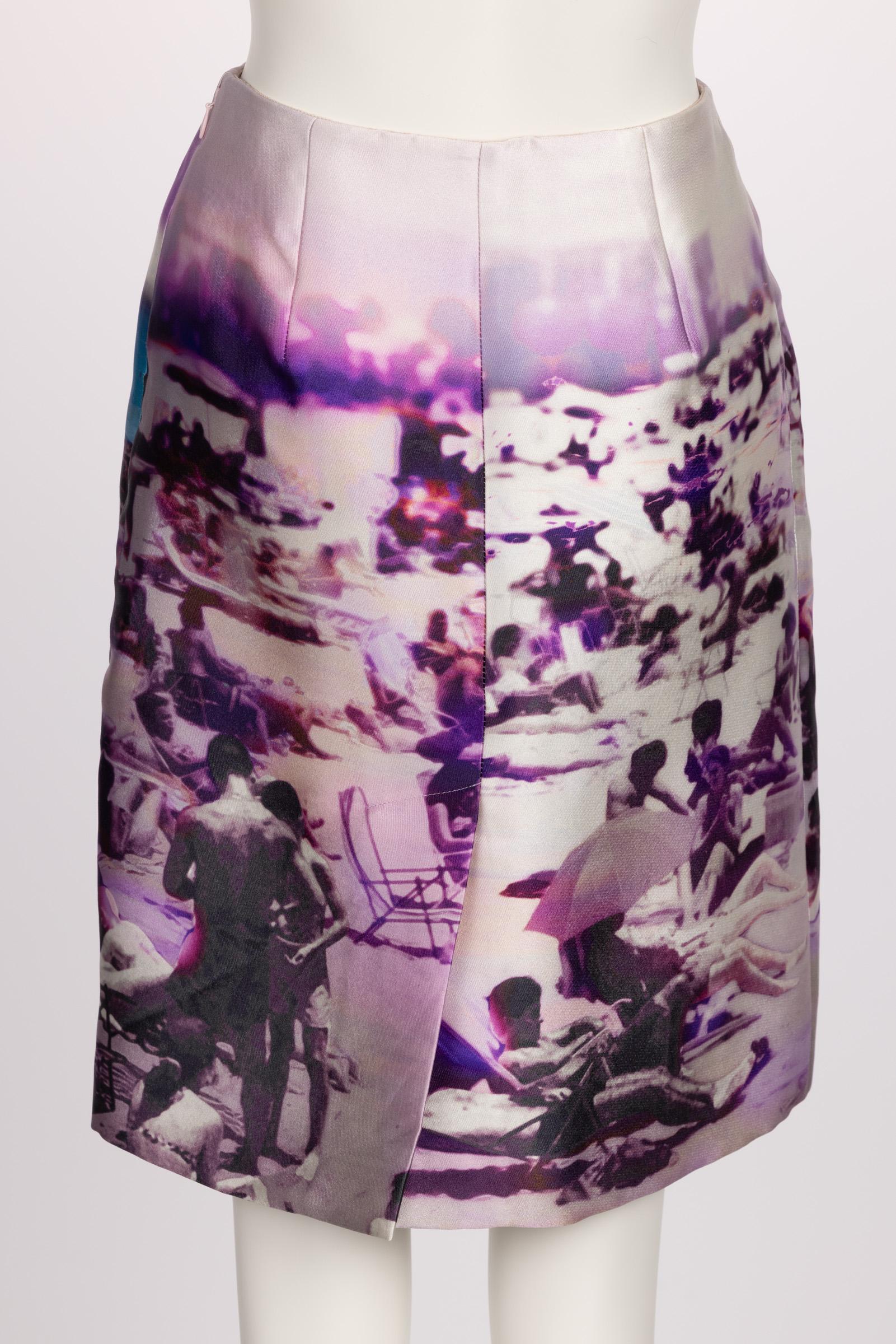 Prada Silk Beach Scene Print Skirt Spring 2010 For Sale 2