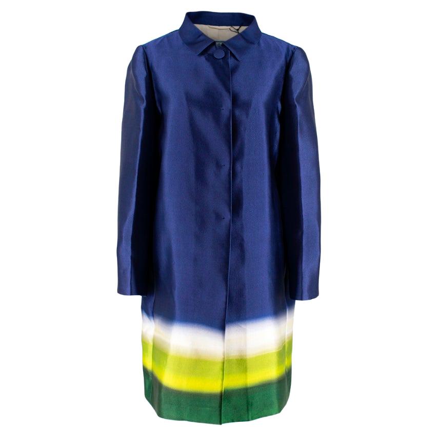Prada Silk Blue/White/Green Degrade Coat - Size US 8 For Sale