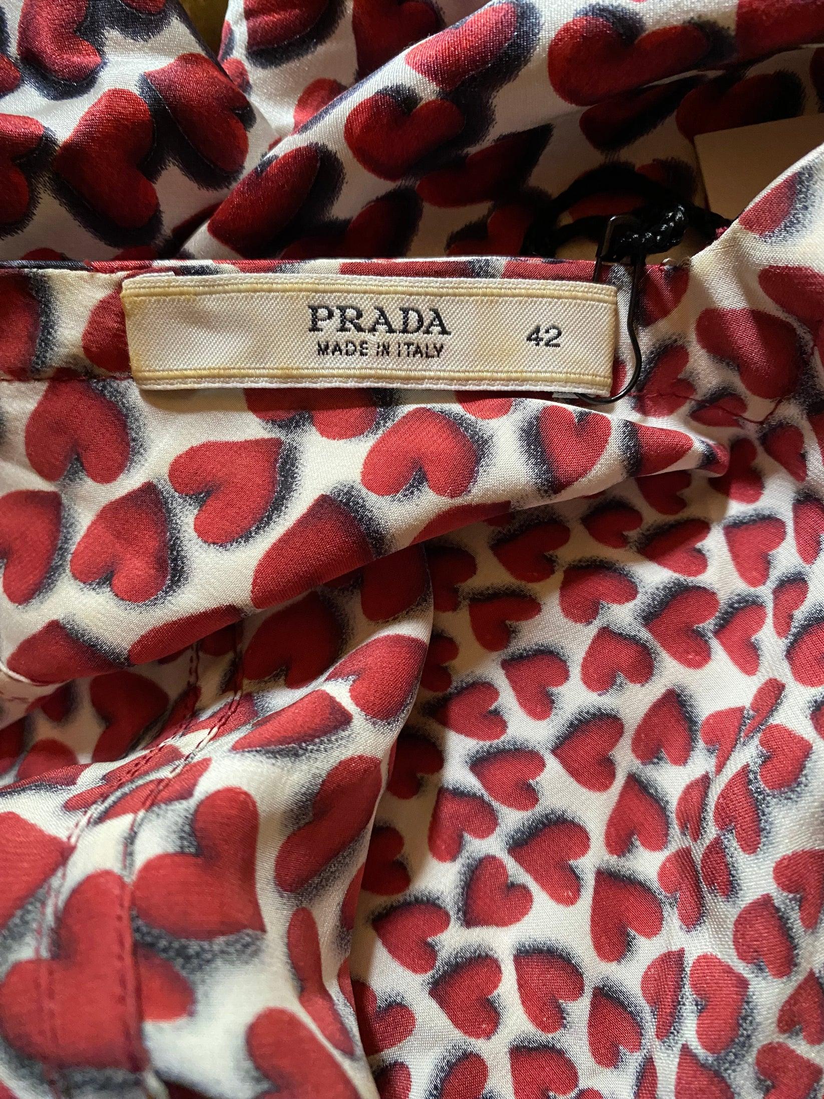 Prada Seidenkleid mit Herzmuster, SS 2000 im Angebot 1