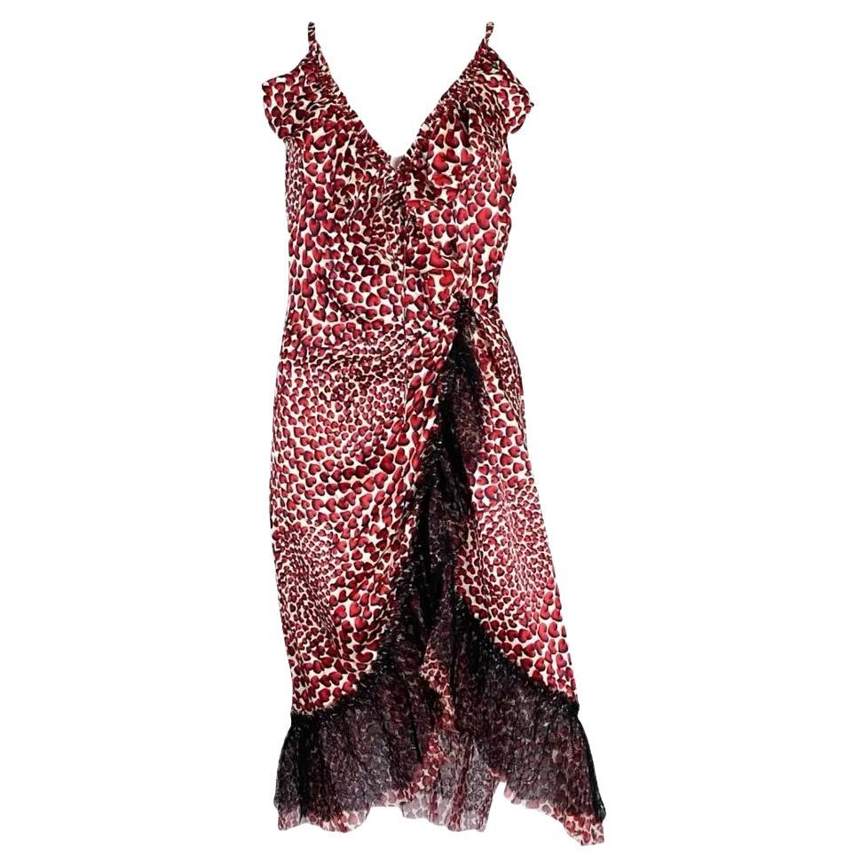 Prada Seidenkleid mit Herzmuster, SS 2000 im Angebot