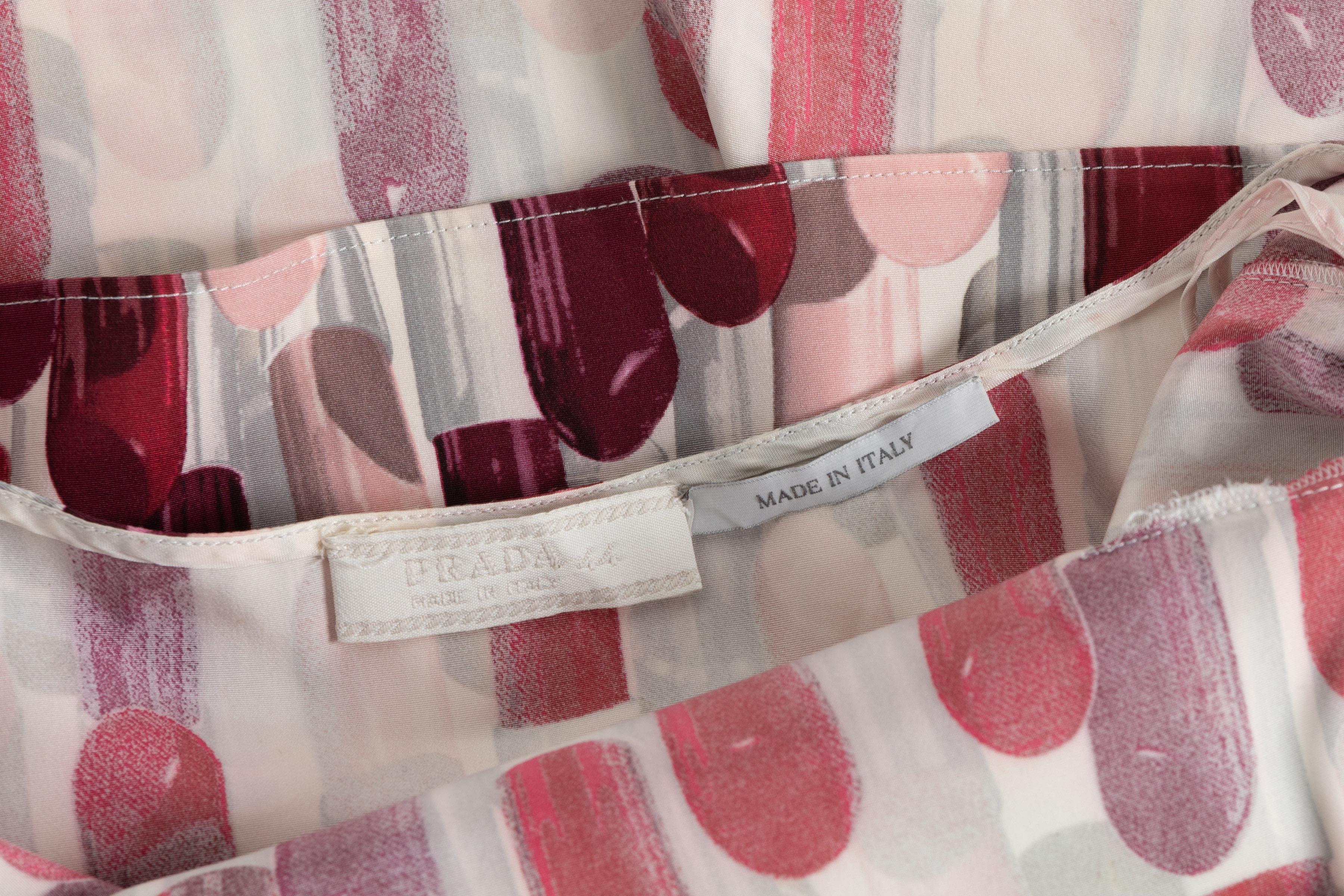 Prada Silk Lipstick Leather Strap Top Spring 2000 For Sale 1
