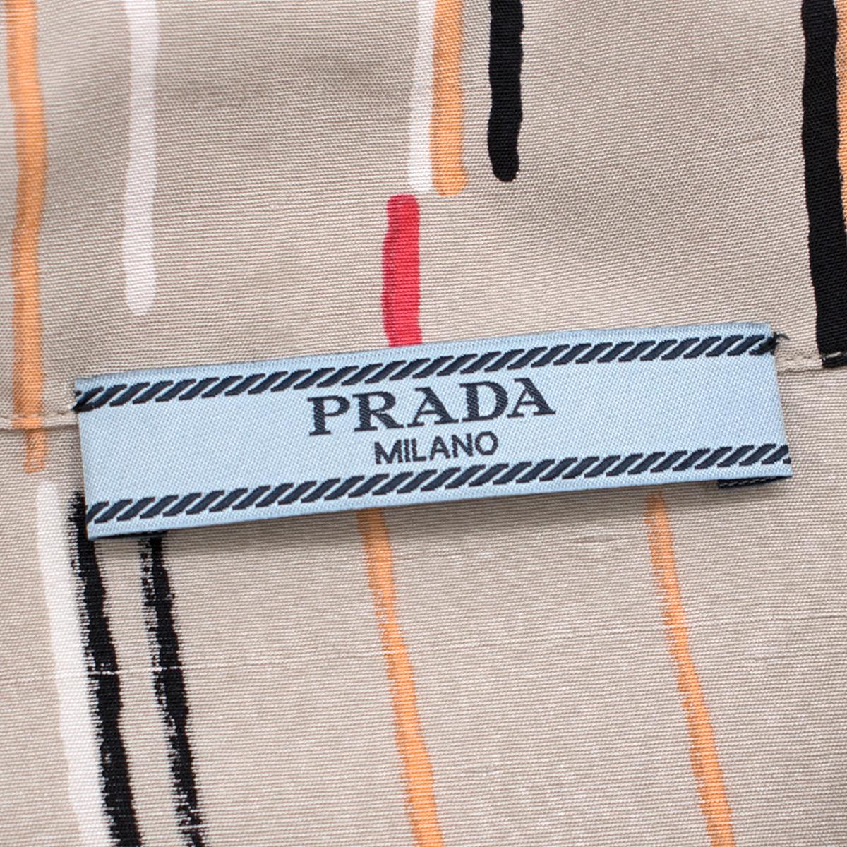 Women's Prada Silk Nude Multi-coloured Line Patterned Shirt (IT) 42 