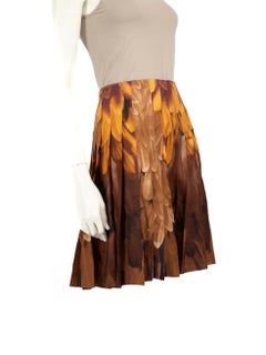 Prada Silk Ombré Feather Print Flared Skirt Size M