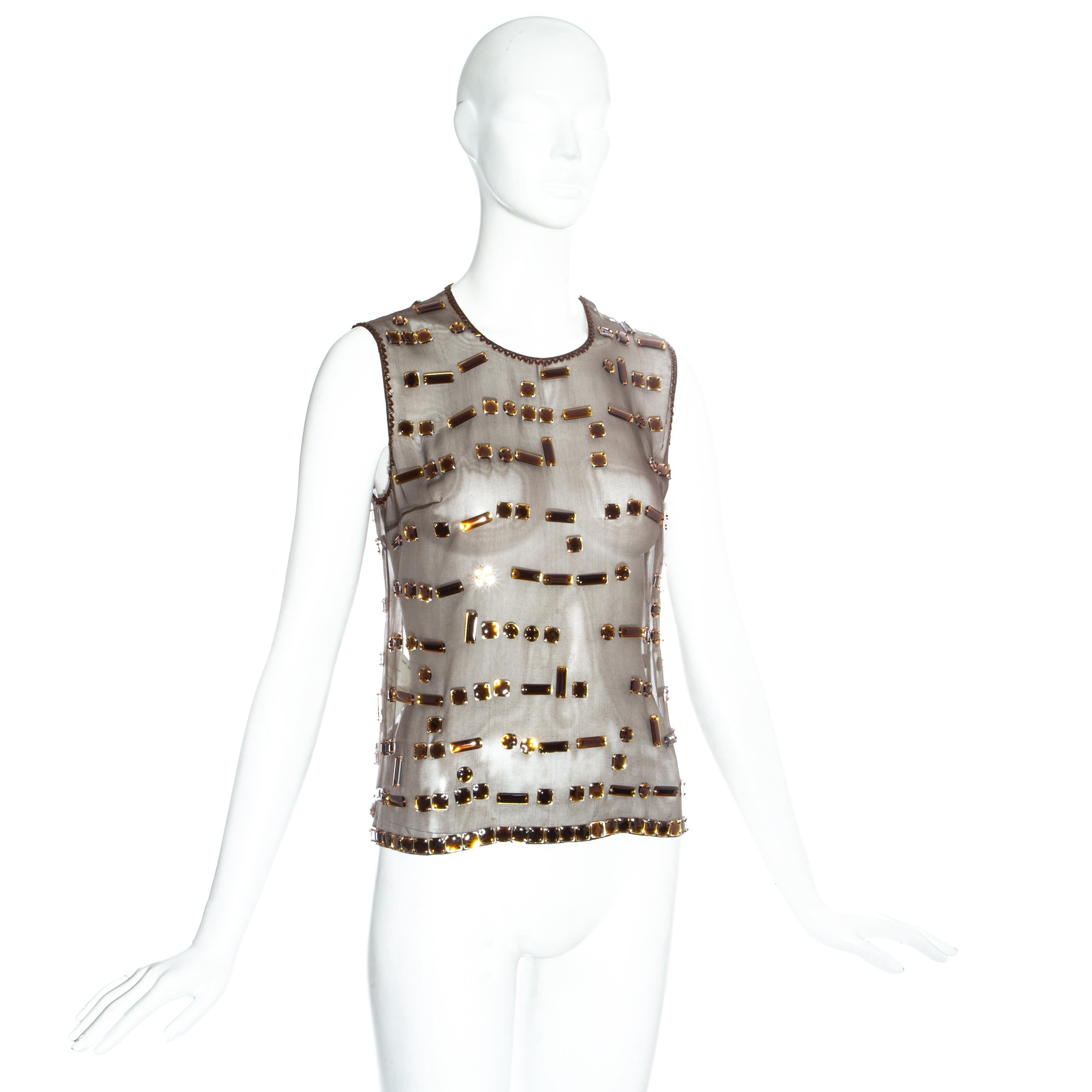 Prada silk organza jewelled vest, fw 1999 In Good Condition In London, GB