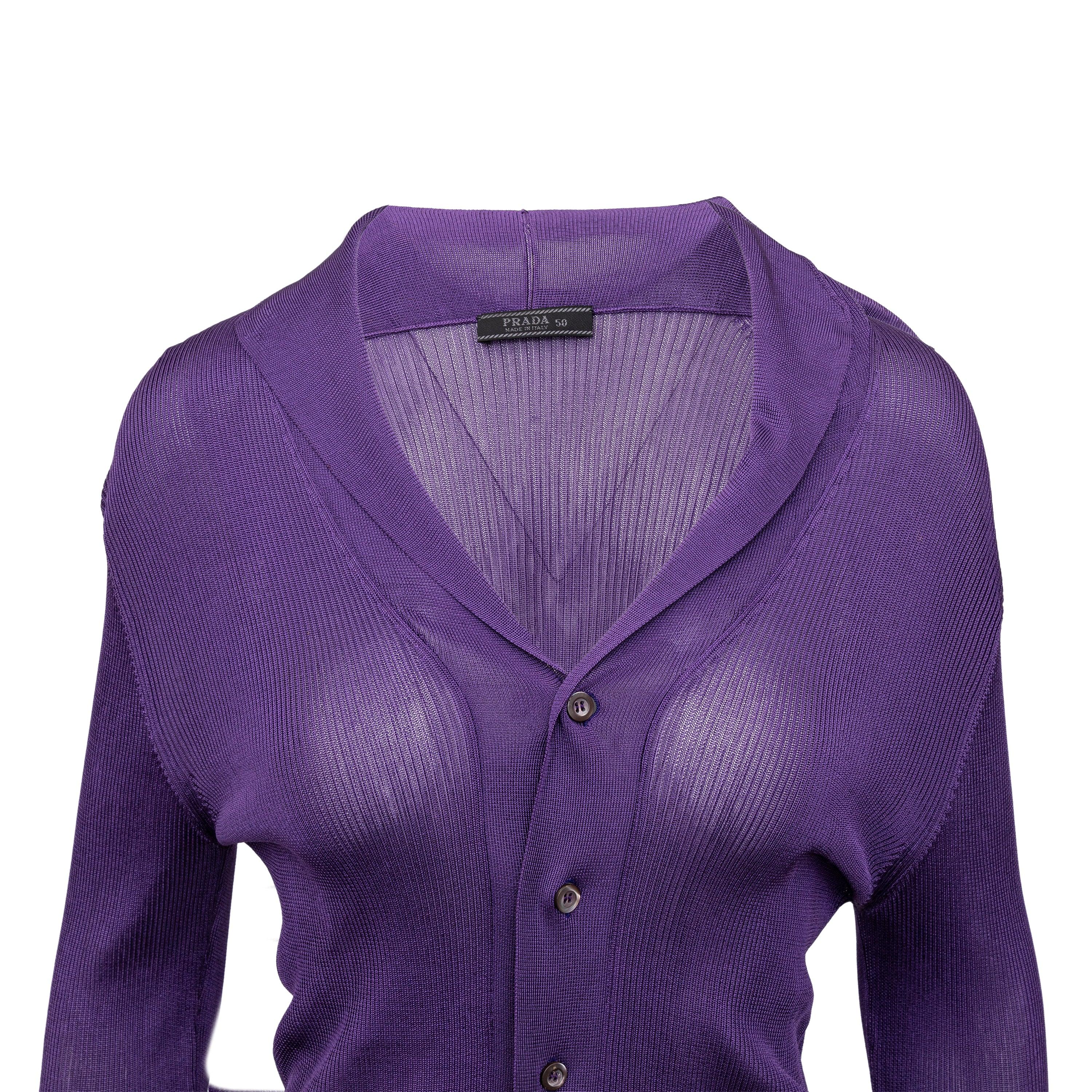 Purple Prada Silk Ribbed Top - '10s For Sale