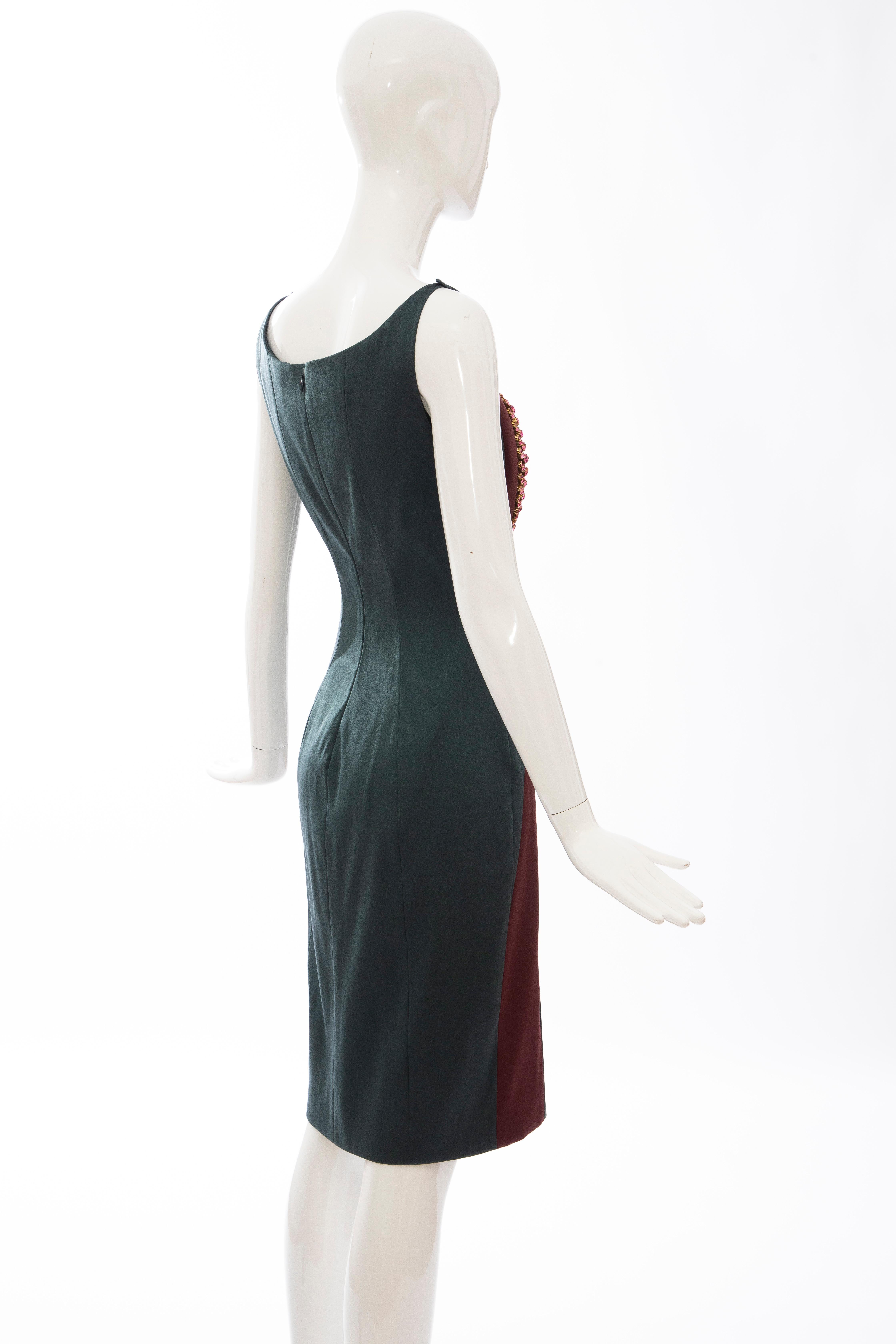 Black Prada Silk Satin Embroidered Swarovski Crystal Evening Dress, Spring 2012 For Sale