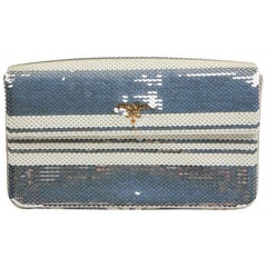 PRADA Silver And White Clutch