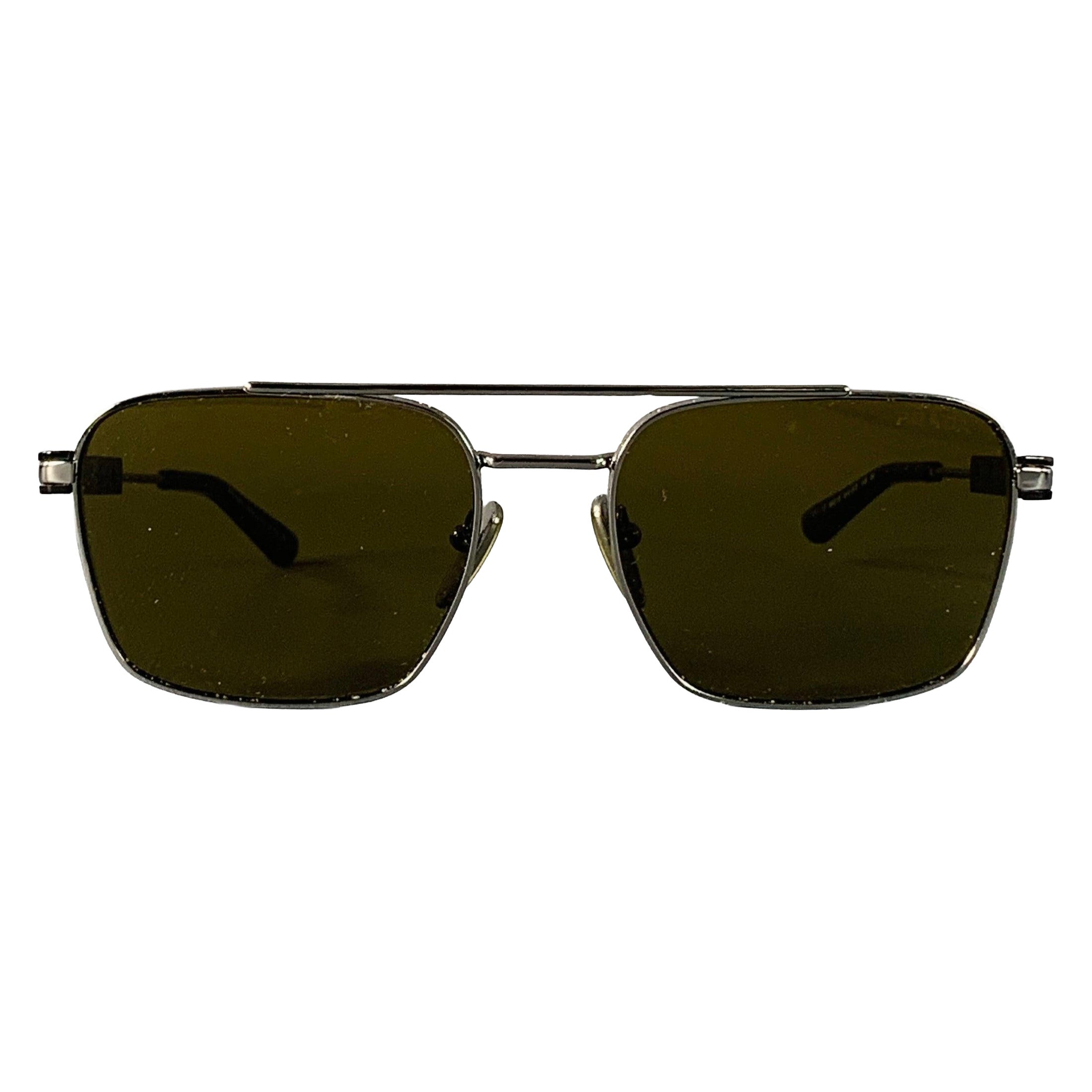 PRADA Silver Black Metal Pilot Sunglasses