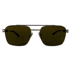 PRADA Silver Black Metal Pilot Sunglasses