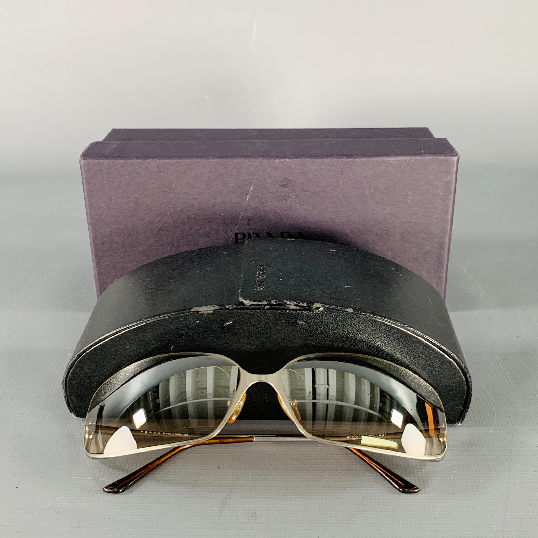PRADA Silver Brown Metal Mirrored Lenses Sunglasses 3