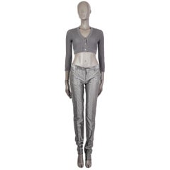 PRADA silber Baumwolle LUREX CROPPED Strickjacke Pullover 38 XS